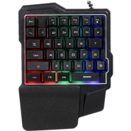 K7 One-handed Game Keyboard Wired Keyboard Streaming Color RGB light Ergonomic Hand Rest Keyboard Black image