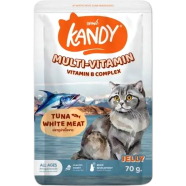 Kandy Cat Pouch food MULTI-VITAMIN Vitamin B Complex Tuna White Meat in Jelly for All Ages Cats 70g image