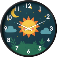Karana Fashion 12 Inch Cute Sun and Moon Kids Wall Clock Playful Nursery and Bedroom Decor image