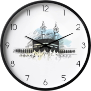 Karana Fashion 12 Inch Holy Kaaba Sketch Wall Clock Elegant Islamic Spiritual Decor image