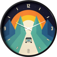 Karana Fashion 12 Inch Sunset Road Trip Wall Clock Creative Minimalist Mountain Landscape Decor image