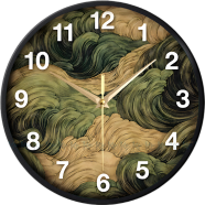 Karana Fashion 12 Inch Vintage Oriental Waves Wall Clock Abstract Japanese Art Style Home Decor image