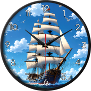 Karana Fashion (KW-28) 12-Inchi Vintage Sailing Ship Aesthetic Wall Clock image