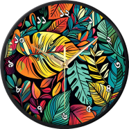 Karana Fashion (KW-33) 12-Inchi Colorful Tropical Botanical Leaf Art Decorative Wall Clock image