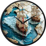 Karana Fashion (KW-38) 12-Inch Vintage Sailing Ship Premium Wall Clock image