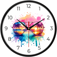 Karana Fashion (KW-49) Premium 12-Inch Decorative Wall Clock - Vibrant Watercolor Sunglasses image