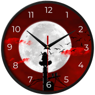 Karana Fashion (KW-51) Premium 12-Inch Anime Inspired Wall Clock - Silhouette Artwork with Full Moon Design image
