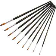 Keep Smiling Artist Long Handle Brush Set Round, 9 pcs