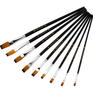 Keep Smiling Artist Long Handle Brush Set Flat, 9 pcs