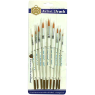 Keep Smiling Artist Round Painting Brush Set Suitable for Water and Acrylic and Oil Color paint - 9 Pcs image