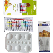 Keep Smiling Artists Acrylic's Color 12x12ml 13 Pcs Mix Brush 1 Set Artists Round Color Platte 1 Pcs image