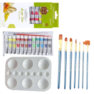 Keep Smiling Combo Artists Acrylic's Color 12x12 ml Keep Smiling 7 Pcs Mix Brush 1set Artists Round Color Platte1 Pcs image