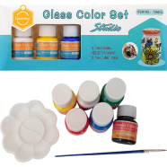 Keep Smiling Glass Color Paint Set, Colours 6 Pcs, Brush 1 pc, Palette 1 Pcs