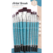 Keep Smiling Paint Brush Set Nylon Hair Artist Paint Brushes Wooden Handle Paintbrush - 12 pcs image