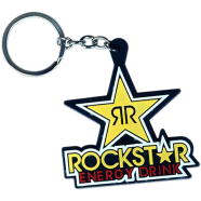 Keyring Rockstar PVC Keychain Key Ring Yellow Rubber Motorcycle Bike Car Collectible Gift image