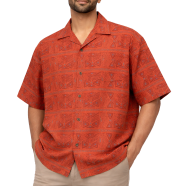 Khadem's Taat Cotton Open Collar Half Shirt for Men image