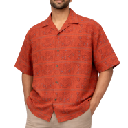 Khadem's Taat Cotton Open Collar Half Shirt for Men image