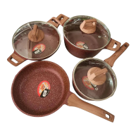 Kiam Die Casting Cookware 7 Pcs Set With Glass Lid and Induction Bottom - Brown 7 in 1 image