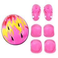 Kids Cycling Protective Gear Bike Helmet Knee Wrist Elbow Guard Roller 7pcs Set - Pink image