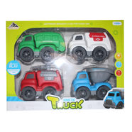 Kids Toy Friction Car Set 4 Pcs Push Car For Baby Construction Truck Car Set Large Size Car image