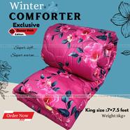 King size Comforter with full cotton fabric 84*90 inch European winter Comforter (1pcs Box) Pink image