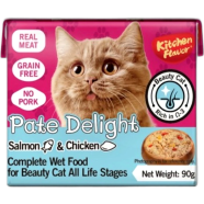 Kitchen Flavor Pate Delight Salmon and Chicken Complete Wet Food for Beauty Cat for All Life Stages 90gm | Cat Wet Food image