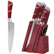 Kitchen Knife Set, Stainless Steel 8Pcs Knives Set With Block Hollow Handle for Chef Knife image