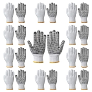 Knitted And Pvc Black Dotted Working Hand Gloves For Construction Household Workshop Materials Handling Etc 12 Pair image