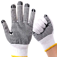 Knitted And Pvc Black Dotted Working Hand Gloves For Construction Household Workshop Materials Handling Etc 12 Pair image