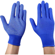 Knitted Cotton And PVC Dotted Hand Gloves For Construction Industrial Welding Kitchen Gardening Work image