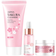 LAIKOU Sakura Skin Care Set Face Cleanser 50g plus Sakura Serum 17ml plus Face Cream 25g Brightening Set-3pcs image