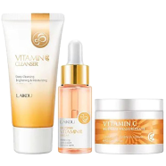 LAIKOU Vitamin C Face Cream , Serum and cleanser[Combo]-Set 3pcs-25 gm plus 17 ml plus 50ml image