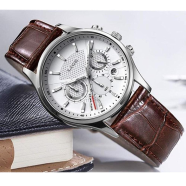 LIGE Mens quartz casual watch choronograph watch waterproof best leather watch image