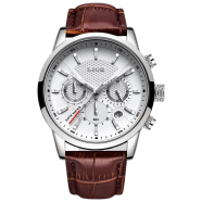 LIGE choronograph date genuine leather watch waterproof quartz (9866) image