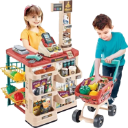 LONGMIRE 48 Piece Kids Toys Pretend Role Play Electronic Toy with Shopping Cart and Sound Effects Supermarket Kit for Kids icon