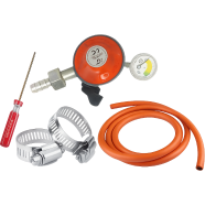 LPG Gas Safety Regulator 22mm with Meter and Auto Shut Off – 6 Feet Hose Pipe, 2 Clamps, Screwdriver – 5 in 1 Package – IGT image