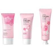 Laikou Sakura Facial Scrub 60g, Exfoliating Dead Skin, Peel-off Mask 50g, Facial Wash 50g, Deep Cleansing Pores 3pcs image