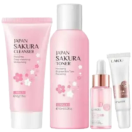 Laikou Sakura Set Care Combo Face Toner Cream Serum Cleanser 257ml image