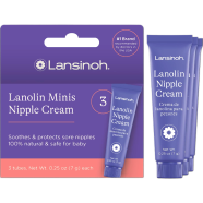Lansinoh Lanolin Nipple Cream Safe for Breastfeeding Baby, Breastfeeding Essentials, 3 Mini Tubes, Each 0.25 Ounces - 533300099 icon