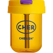 Cher Large Capacity Anti-fade Pretty Wide Straw Cup 300 ml - Yellow image