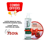 Laxzin Argan Oil Daily Nourishing Shampoo 400ml And Laxzin Tomato Soothing Gel 300ml Combo Offer image
