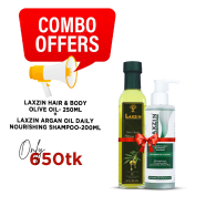 Laxzin Hair And Body Olive Oil 250ml And Argan Oil Daily Nourishing Shampoo 200ml Combo Offer image