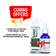 Laxzin Multi Peptide Hair Serum 30ml And Laxzin Argan Oil Daily Nourishing Shampoo 200ml Combo Offer image