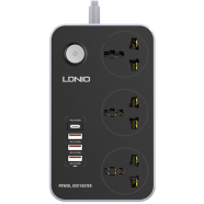 Ldnio SC3412 38W PD20W Power Strip 3 Socket Outlets anStrip 3 Socket Outlets and 3 QC 3.0 USBd 3 QC 3.0 USB