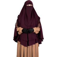 Leya Double Layer Ready Hijab-Niqab Set | Wine image