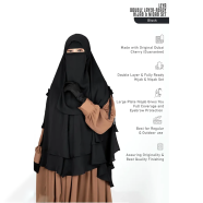 Leya Double Layer Ready Hijab-Niqab Set | Black image