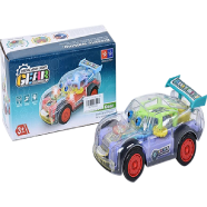 Light music gear electric universal cartoon racing car, Kids Flashing Racing Car Toy Transparent Light Up Colorful LED Music Mechanical Gear Car Luminous Model Children Birthday Gift