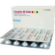 Linatin M 500 2.5 mg, 500 mg Tablet 10's Strip image