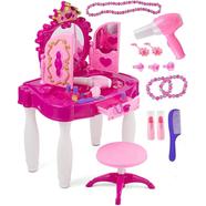 Little Princess Mirror Dressing Table Up With Music Sound And Light Glamour Beauty Makeup Pretend Role Play Set Toy For Kids image