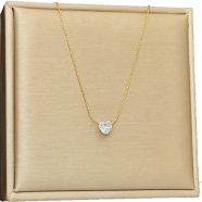 White Stone Heart Neck Chain Love Pendent image